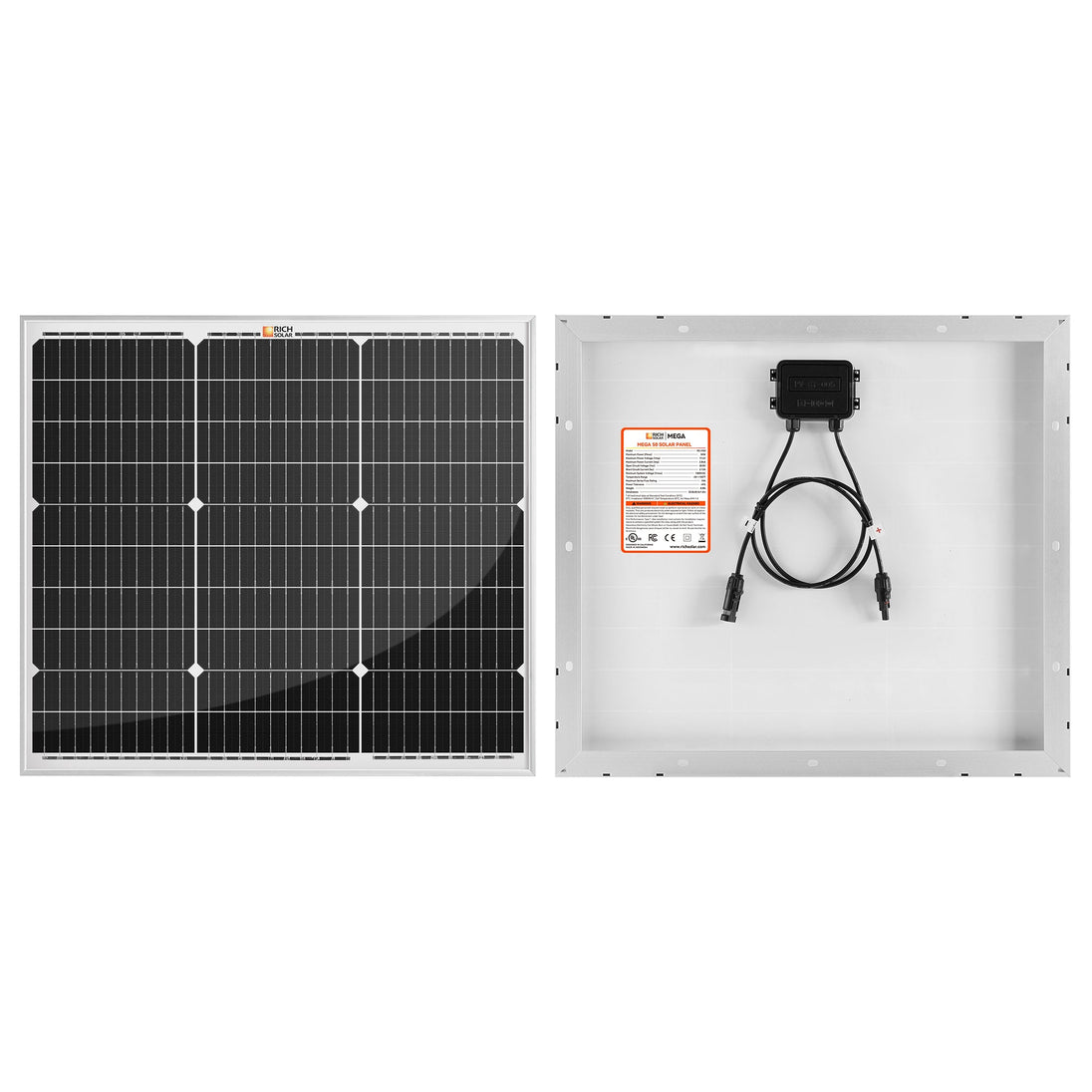 Rich Solar MEGA 50 Watt 12V Solar Panel Compact Off Grid Power UL Certified
