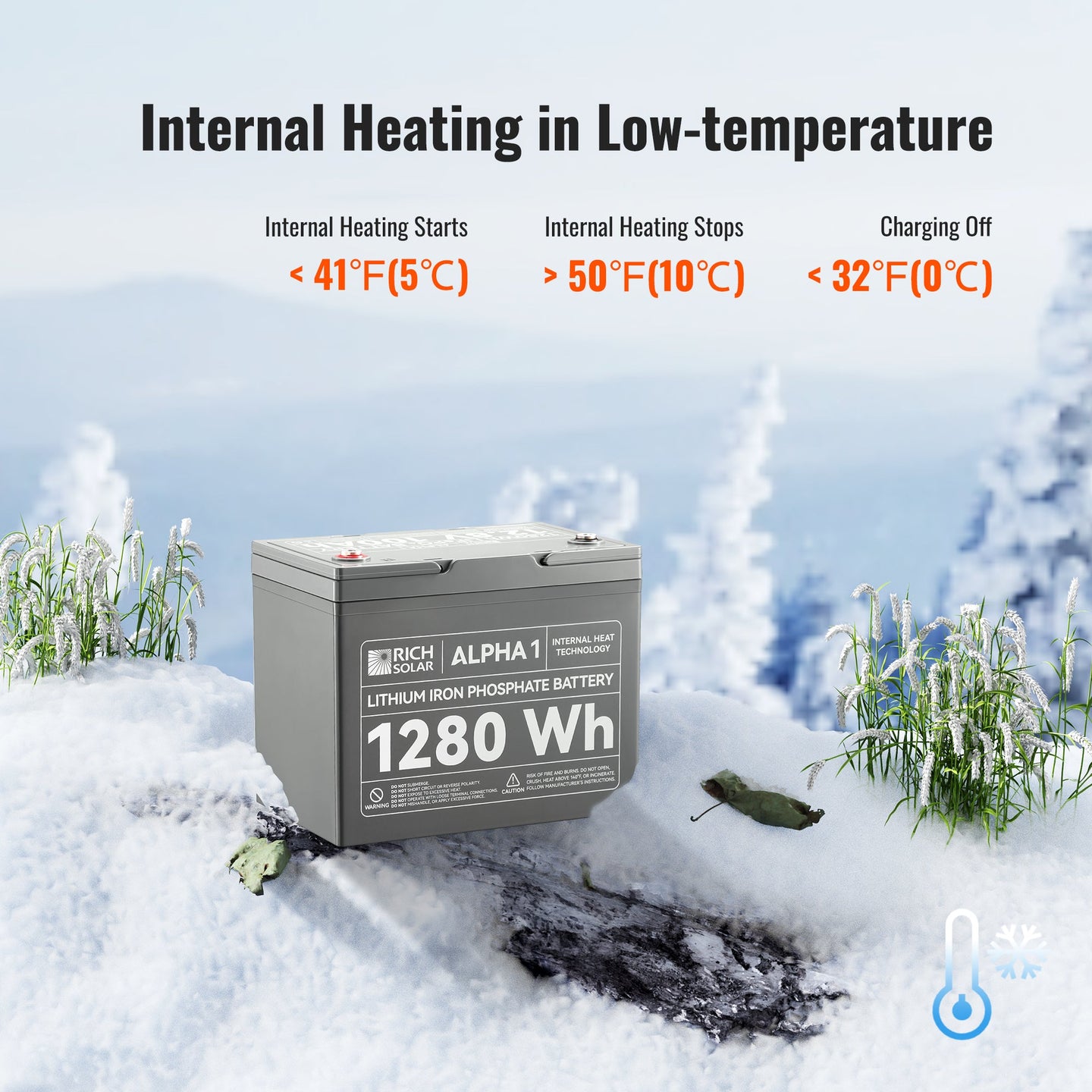 Rich Solar Alpha 1 12V 100Ah LiFePO4 Battery With Bluetooth Heated