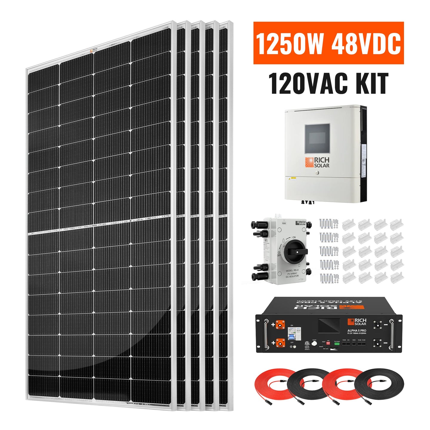 Rich Solar 1250W Off Grid Solar Power Kit