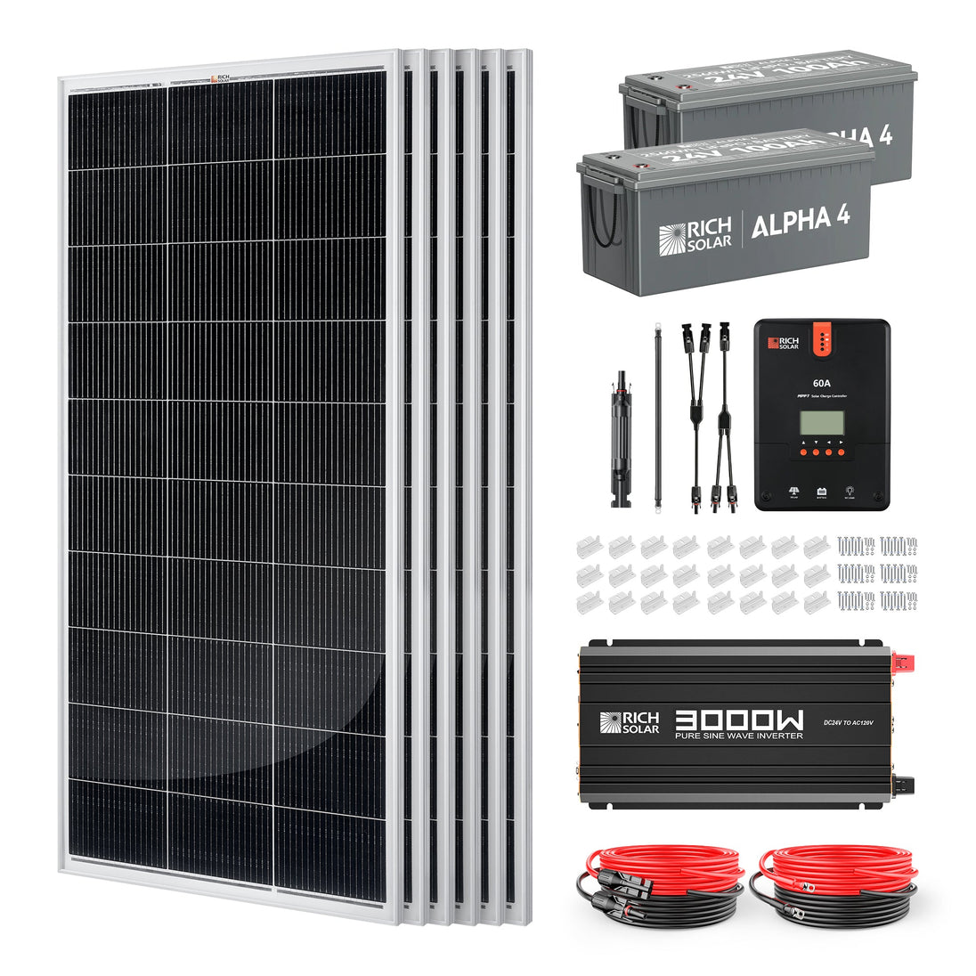Rich Solar 1200W 24V Off Grid Solar Panel Kit