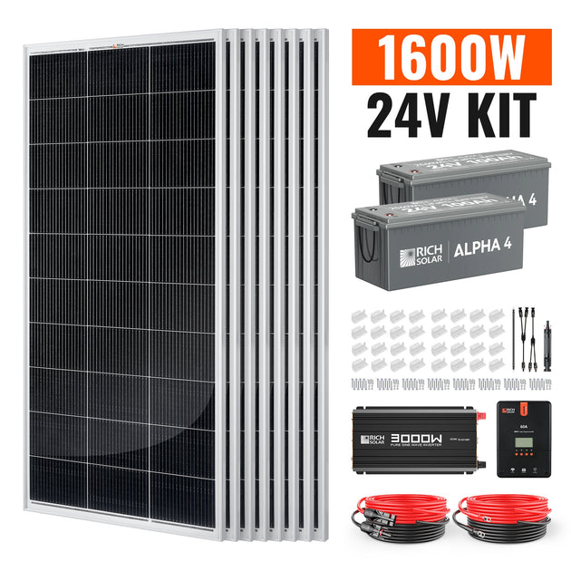 Rich Solar 24V 1600W Complete Solar Kit For Off Grid Power