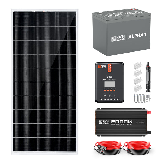 Rich Solar 200W Complete Solar Kit With Charge Controller