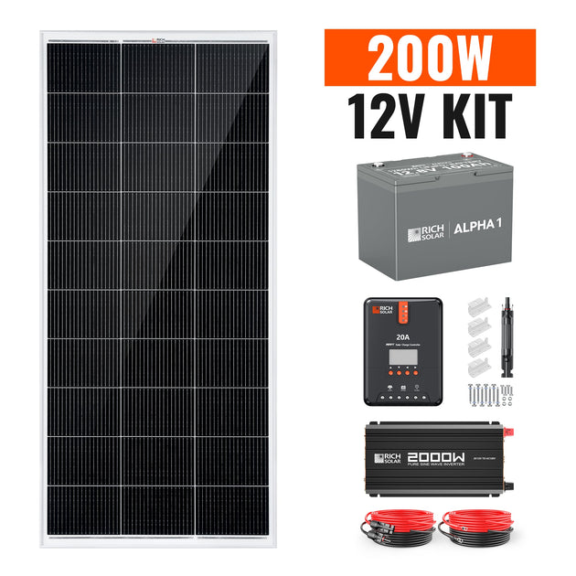 Rich Solar 200W Complete Solar Kit With Charge Controller