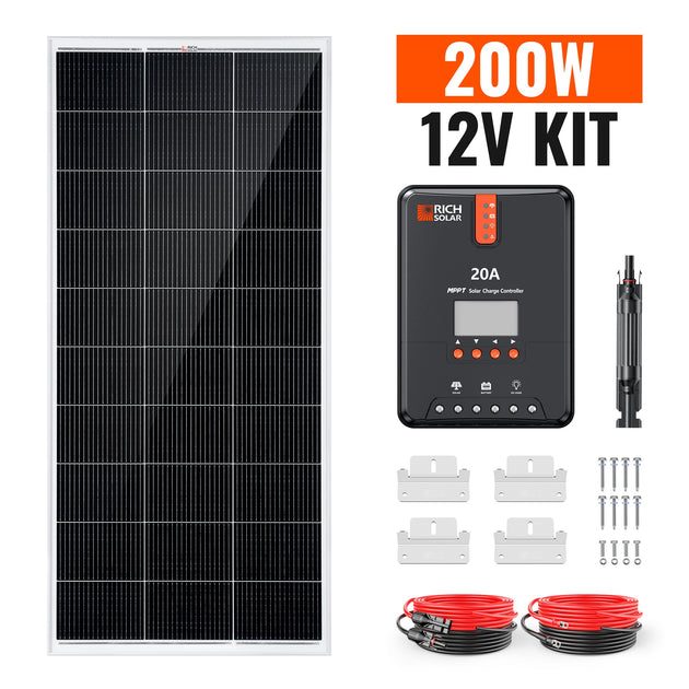 Rich Solar 200W Solar Panel Kit With Charge Controller