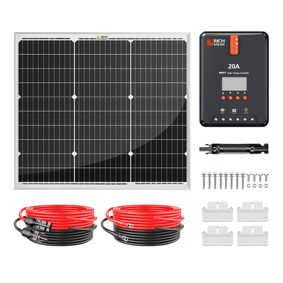 Rich Solar 50W Solar Panel Kit With 20A MPPT Controller