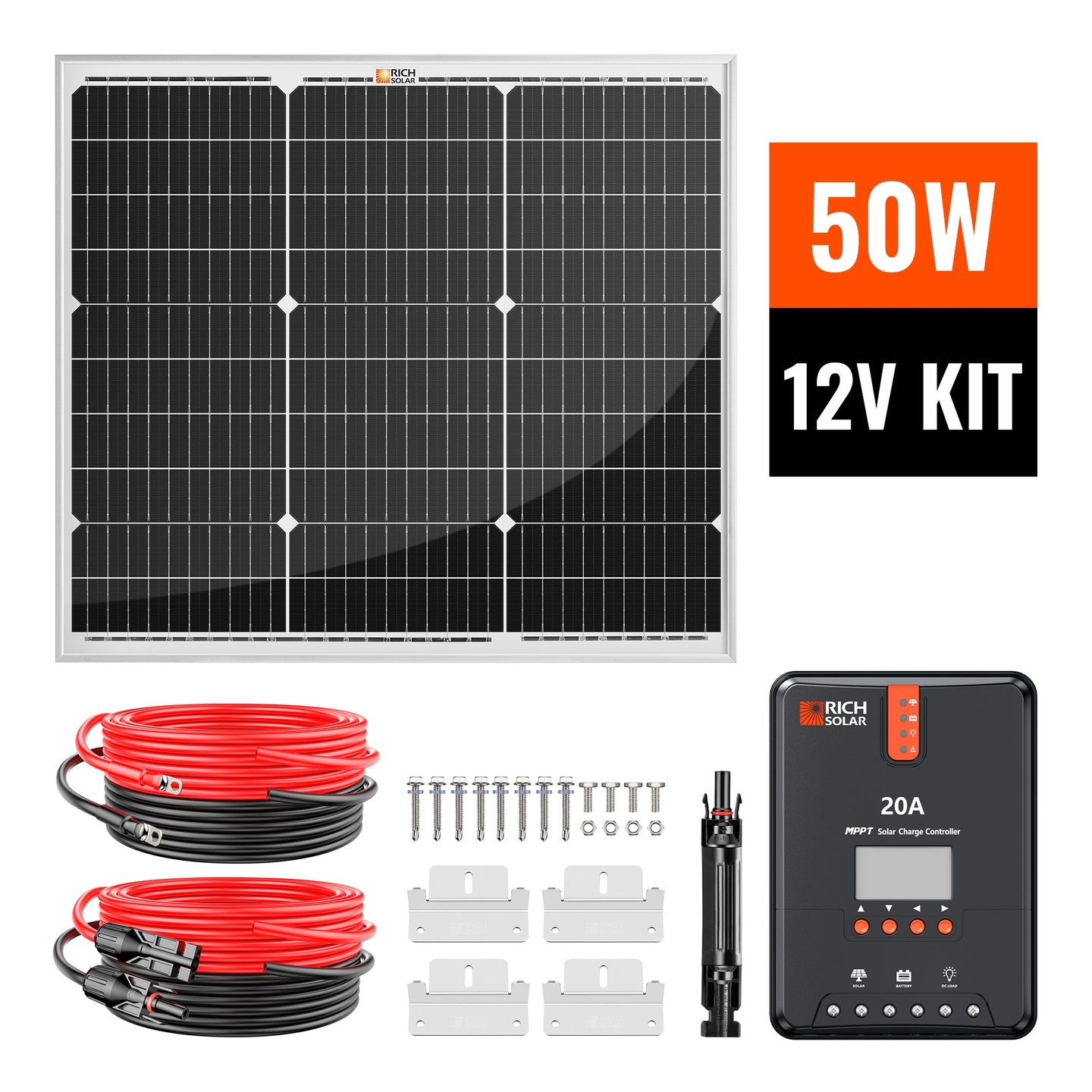 Rich Solar 50W Solar Panel Kit With 20A MPPT Controller
