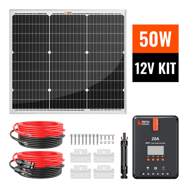 Rich Solar 50W Solar Panel Kit With 20A MPPT Controller