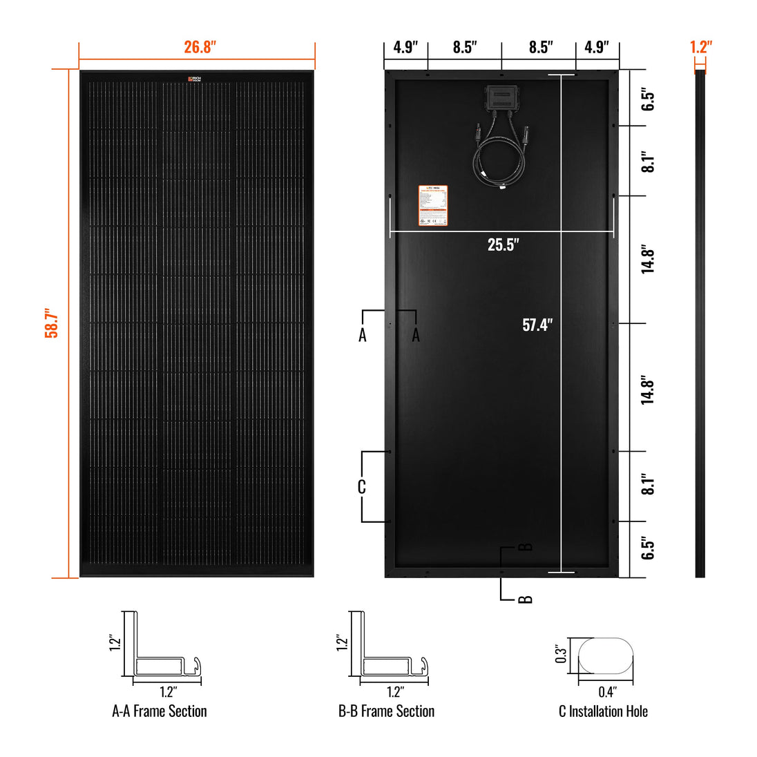 Rich Solar 200 Watt MEGA Solar Panel 12V Off Grid UL Certified