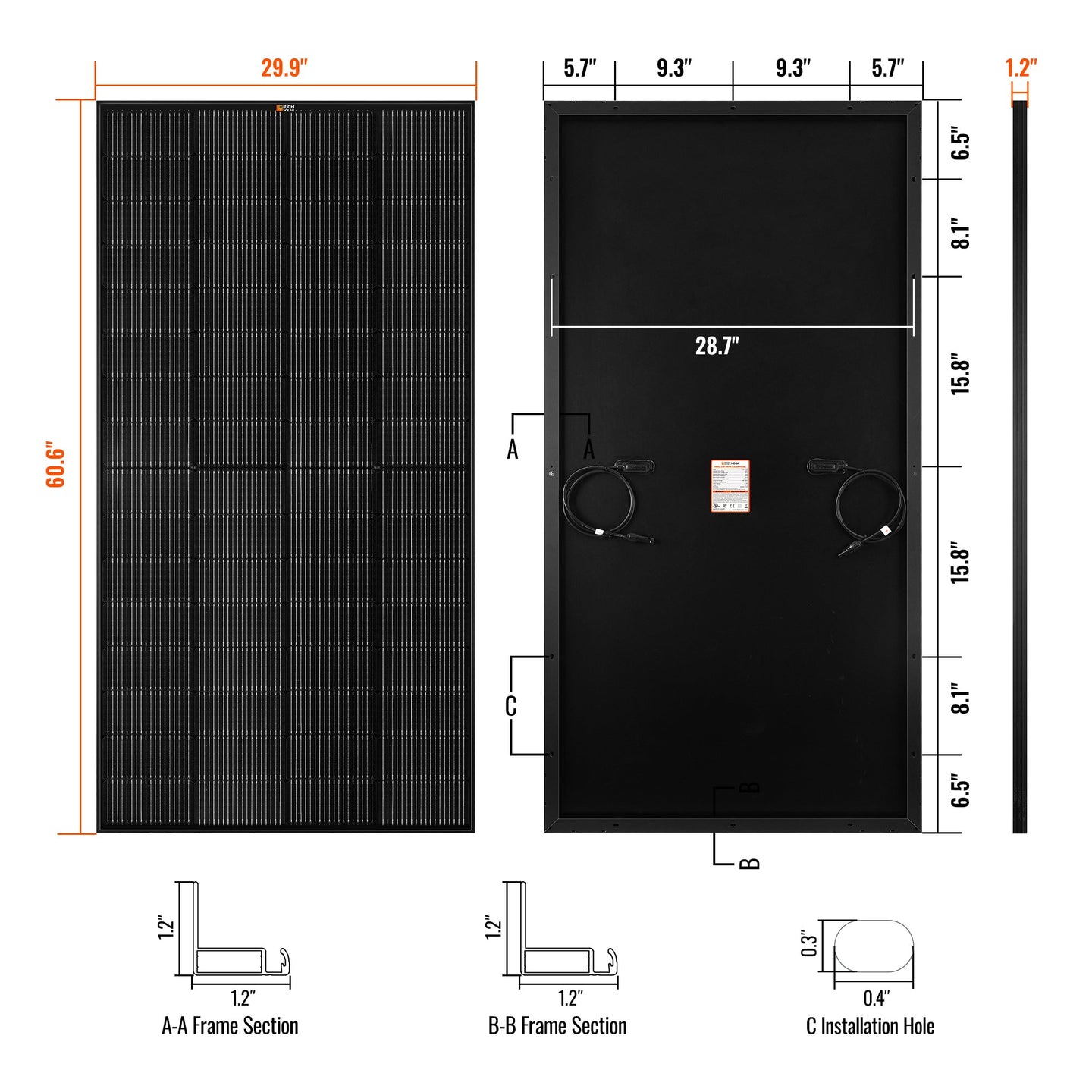 Rich Solar 250 Watt MEGA Solar Panel 12V Off Grid UL Certified