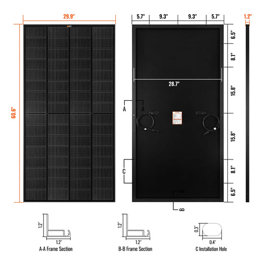 Rich Solar 250 Watt MEGA Solar Panel 12V Off Grid UL Certified