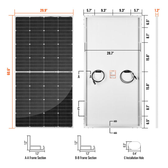 Rich Solar 250W 24V MEGA PRO Solar Panel UL Certified 25 Year Warranty