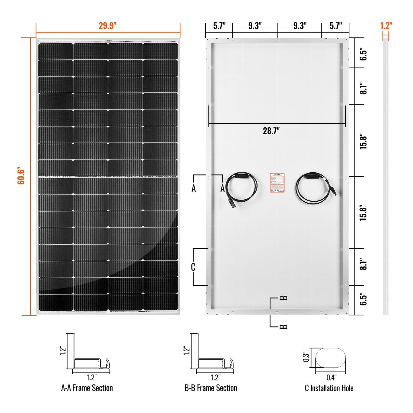 Rich Solar 250 Watt MEGA Solar Panel 12V Off Grid UL Certified