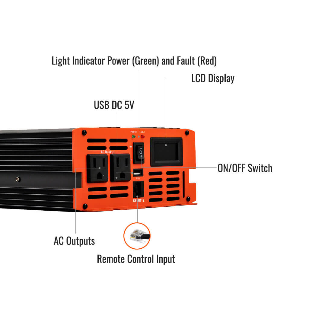 Rich Solar 1500W 12V Pure Sine Wave Inverter For RVs Vans Boats