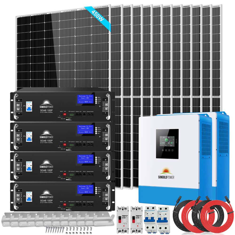 SunGoldPower 10kW Off Grid Solar Kit With 20kWh LiFePO4 Battery