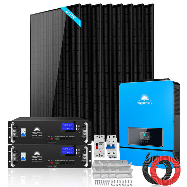 SunGoldPower 6500W Solar Kit With 10KWh LiFePO4 Battery & Panels