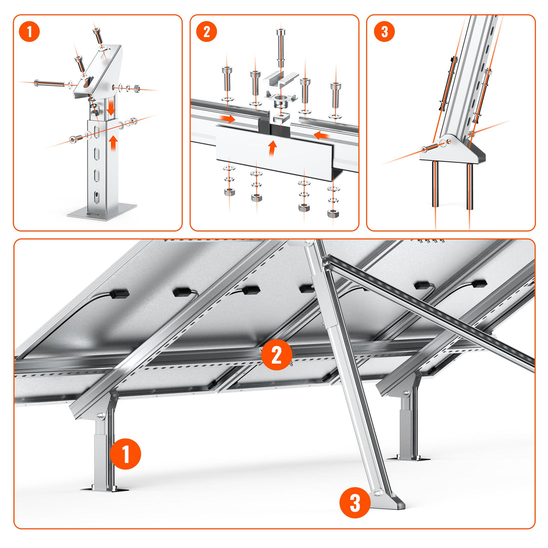 Rich Solar Adjustable Ground Mount For 1 4 Solar Panels
