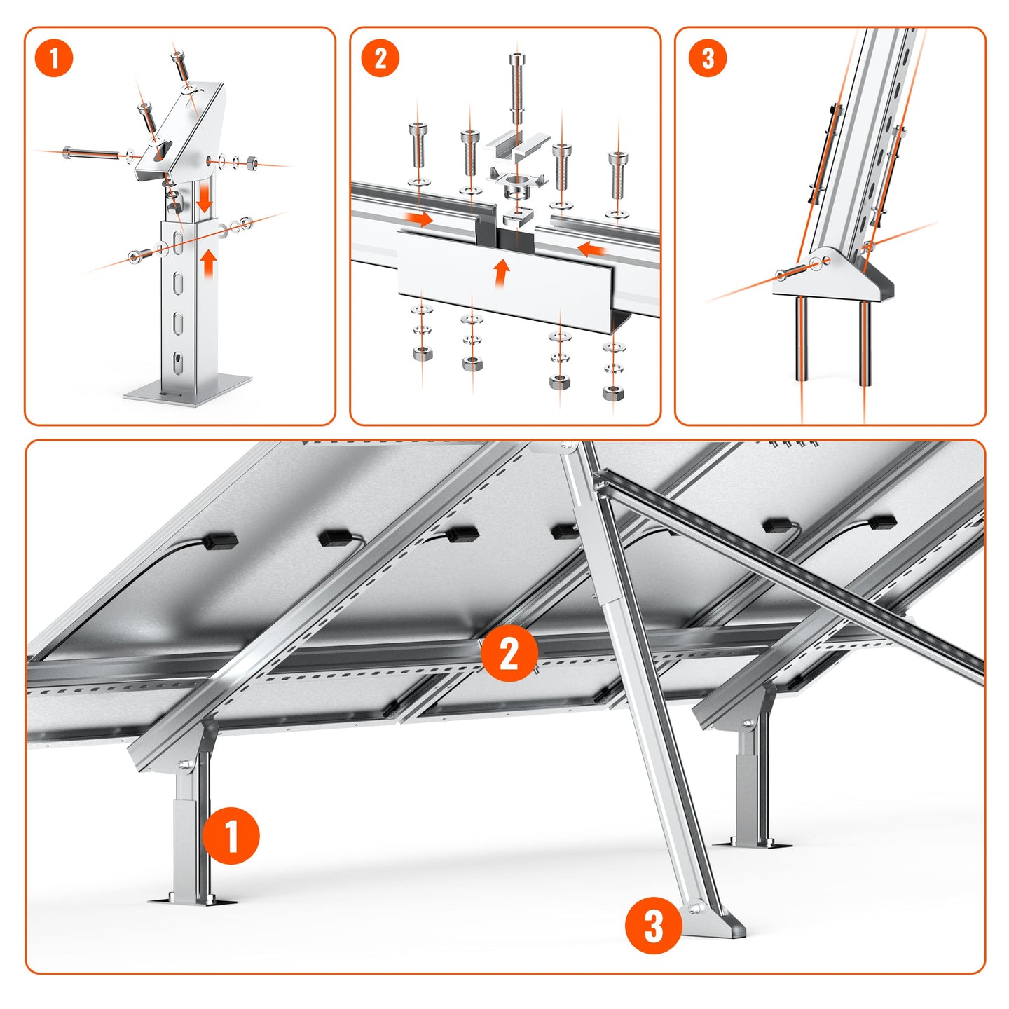 Rich Solar Adjustable Ground Mount For 1 4 Solar Panels