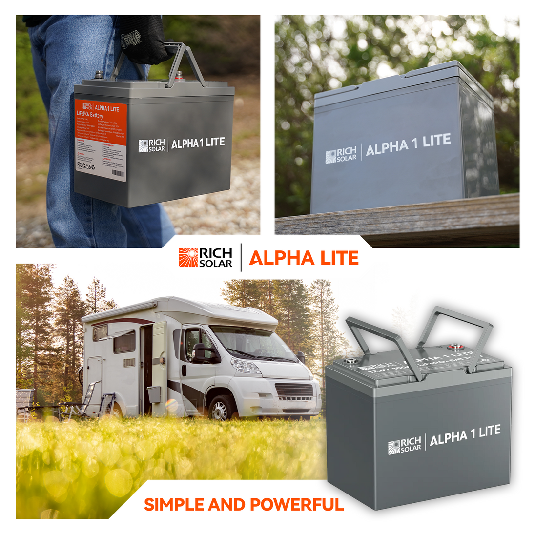Rich Solar Alpha 1 Lite 12V 100Ah LiFePO4 Battery Lightweight 4000 Cycles